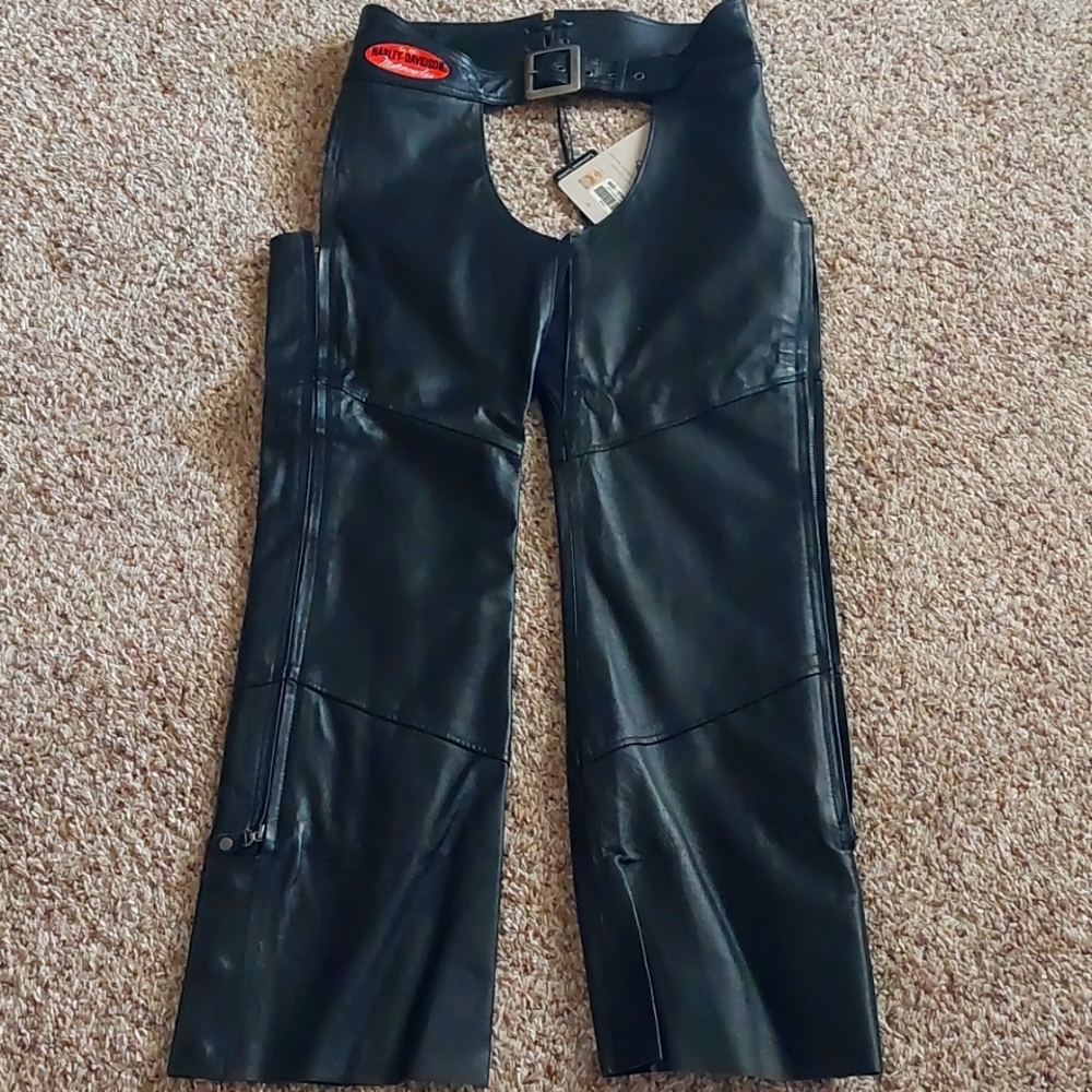 New Harley leather riding chaps - NWT